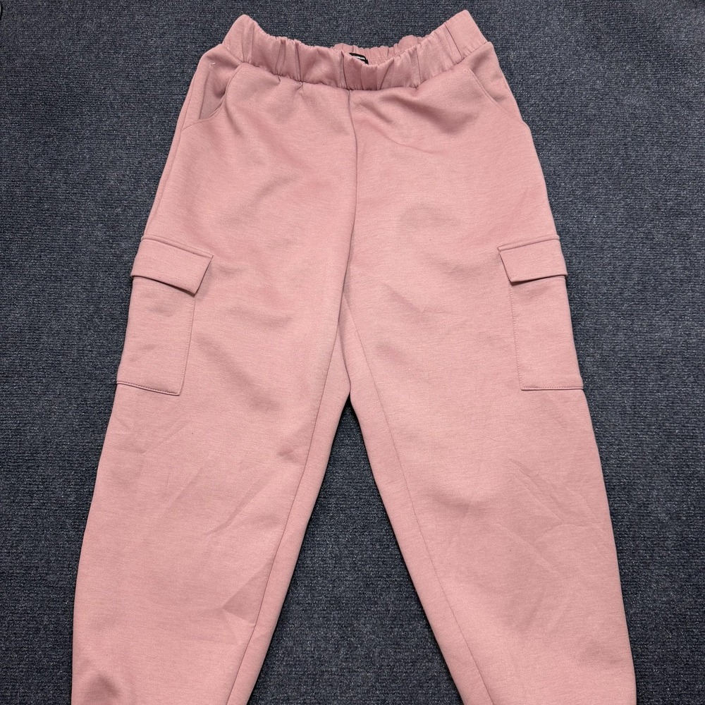 Express Sweatpants Jogger Womens Medium Pink Cargo Pockets Elastic Waist Lounge‎
